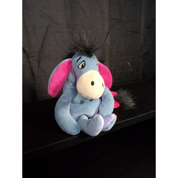 Disney Store Winnie The Pooh Eeyore Sad eyes Bean Bag Plush Stuffed Toy Beanie - Picture 3 of 5